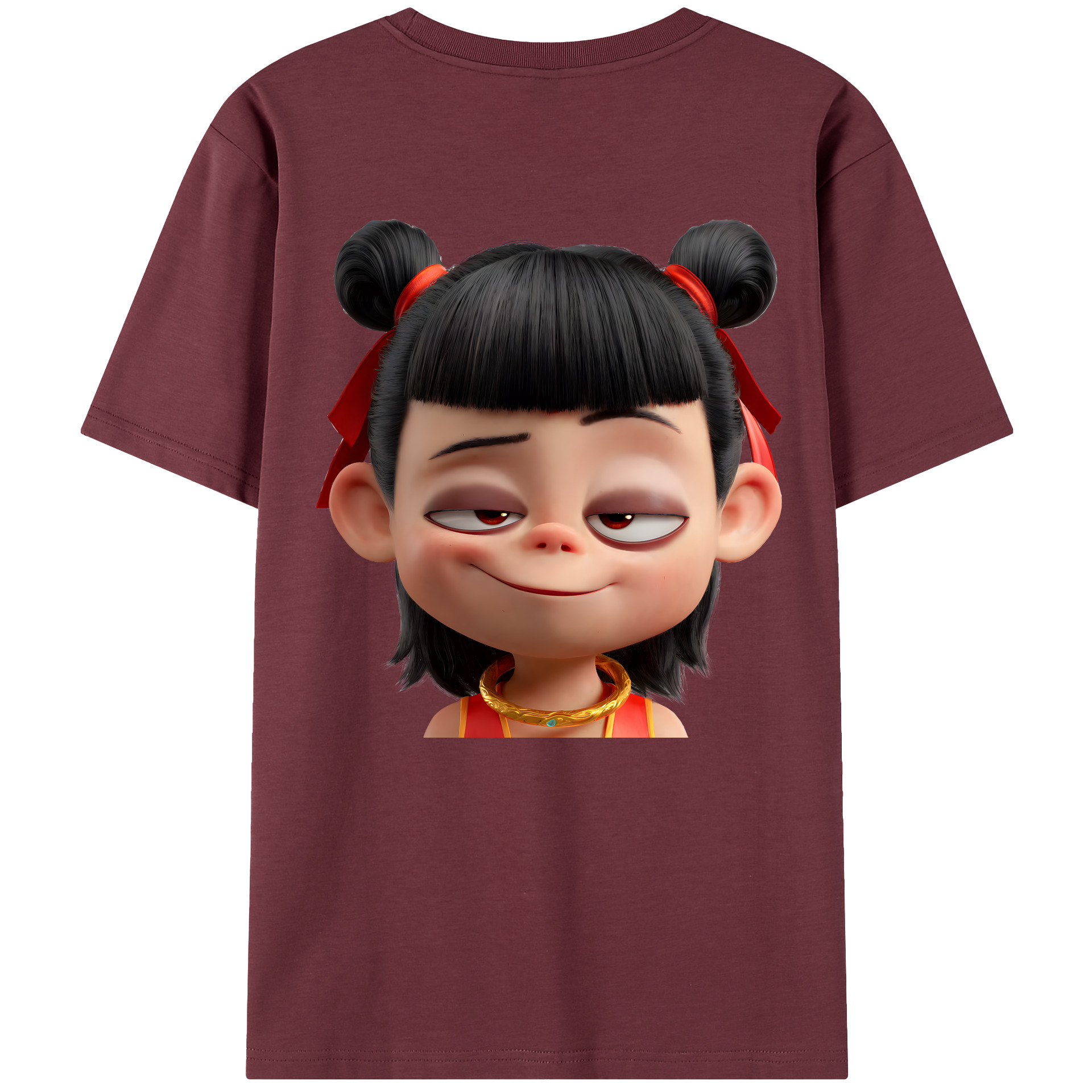 （画像用） Ne Zha 2 ナタ 魔童の大暴れ 綿100％半袖Tシャツ（背面プリント）